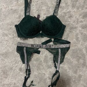 Victoria's Secret Shine Bra and Garter Set
